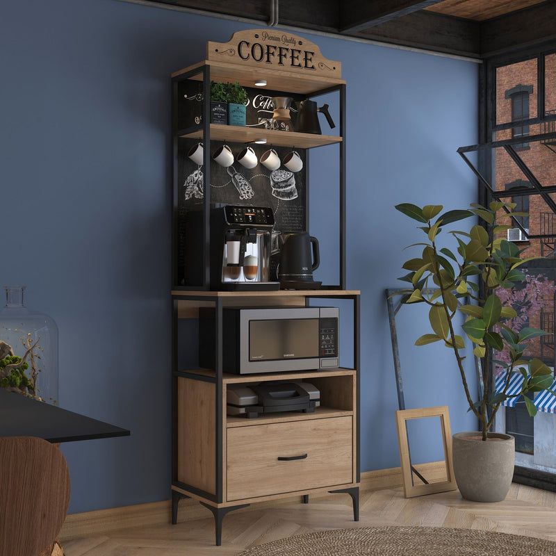 Credenza buffet da cucina o bar con ganci porta tazzine cassetto e vano forno cm 70x40x206h