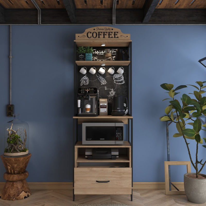 Credenza buffet da cucina o bar con ganci porta tazzine cassetto e vano forno cm 70x40x206h