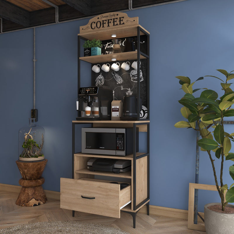 Credenza buffet da cucina o bar con ganci porta tazzine cassetto e vano forno cm 70x40x206h