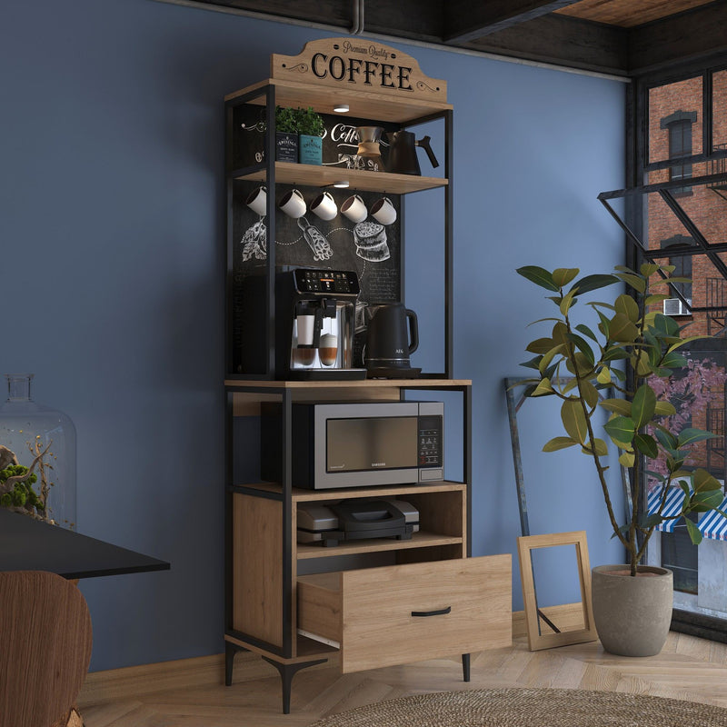 Credenza buffet da cucina o bar con ganci porta tazzine cassetto e vano forno cm 70x40x206h