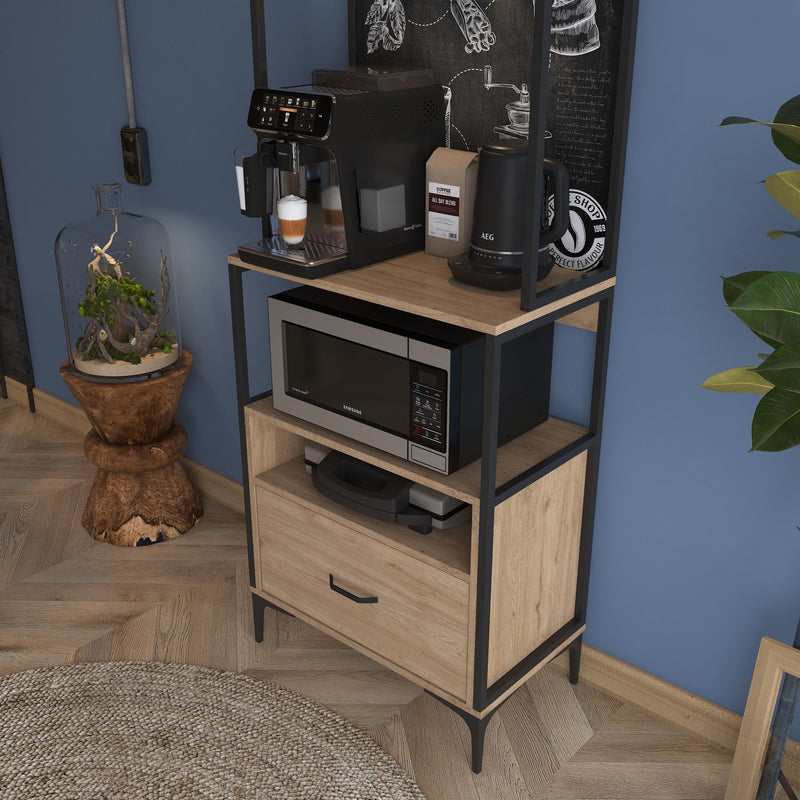 Credenza buffet da cucina o bar con ganci porta tazzine cassetto e vano forno cm 70x40x206h