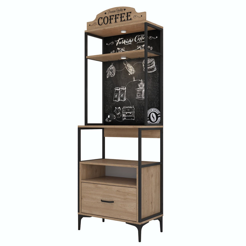 Credenza buffet da cucina o bar con ganci porta tazzine cassetto e vano forno cm 70x40x206h