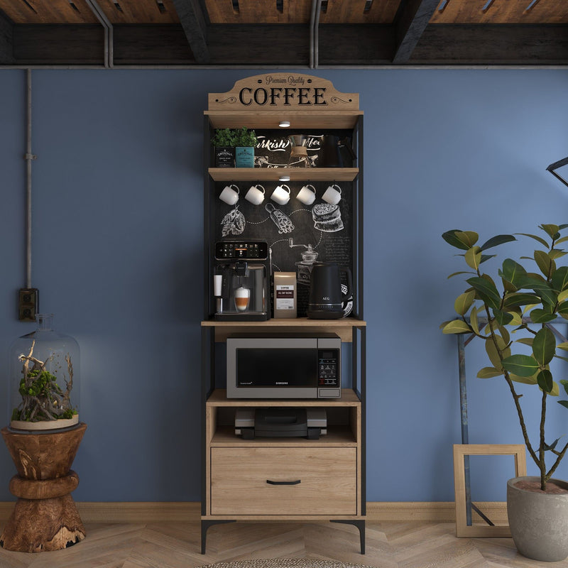 Credenza buffet da cucina o bar con ganci porta tazzine cassetto e vano forno cm 70x40x206h