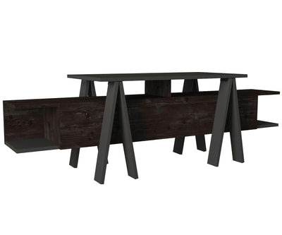 Mobile porta tv design con 4 vani  in legno rovere nero e antracite cm 160x45x50h