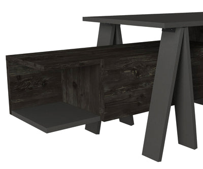 Mobile porta tv design con 4 vani  in legno rovere nero e antracite cm 160x45x50h