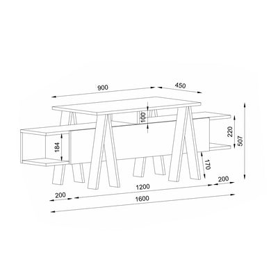 Mobile porta tv design con 4 vani  in legno rovere nero e antracite cm 160x45x50h