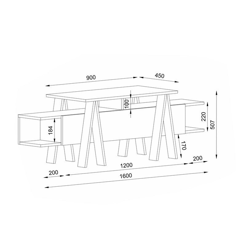 Mobile porta tv design con 4 vani  in legno rovere nero e antracite cm 160x45x50h