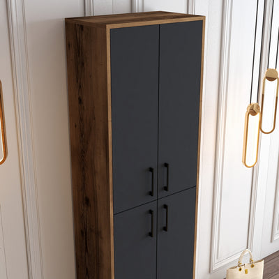 Mobile armadio 4 ante da ingresso con ripiani noce e antracite cm 60x35x200h