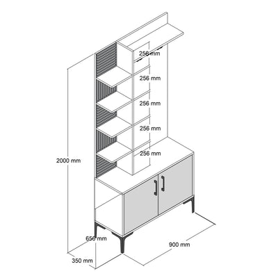 Mobile ingresso con vani appendiabiti e ripiani colore noce e antracite cm 90x35x200h