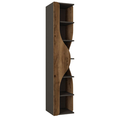 Libreria moderna da salotto design in legno noce e antracite cm 77x38x180h