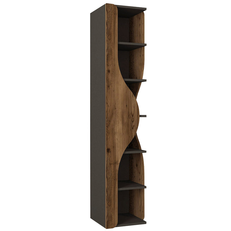 Libreria moderna da salotto design in legno noce e antracite cm 77x38x180h