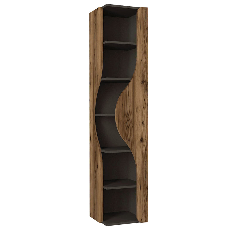 Libreria moderna da salotto design in legno noce e antracite cm 77x38x180h
