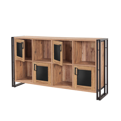 Mobile zona giorno stile industriale in legno naturale e nero cm 164x35x89h