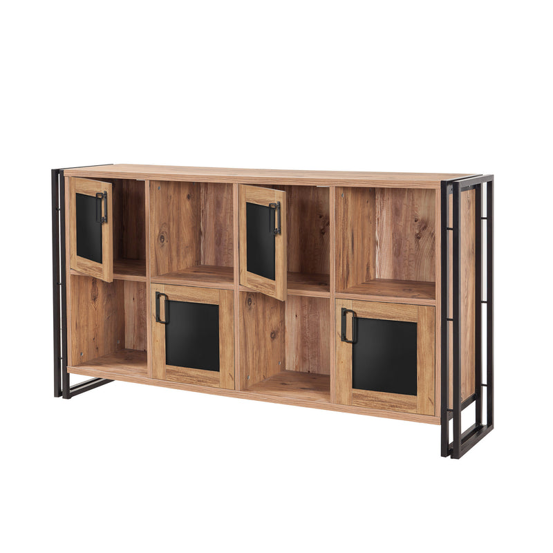 Mobile zona giorno stile industriale in legno naturale e nero cm 164x35x89h