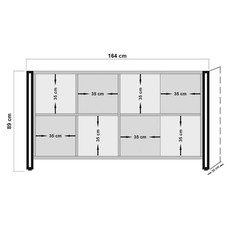 Mobile zona giorno stile industriale in legno naturale e nero cm 164x35x89h