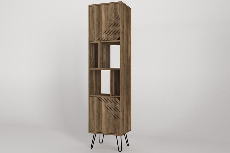 Mobile libreria con ante e ripiani colore noce cm 45x35x184h