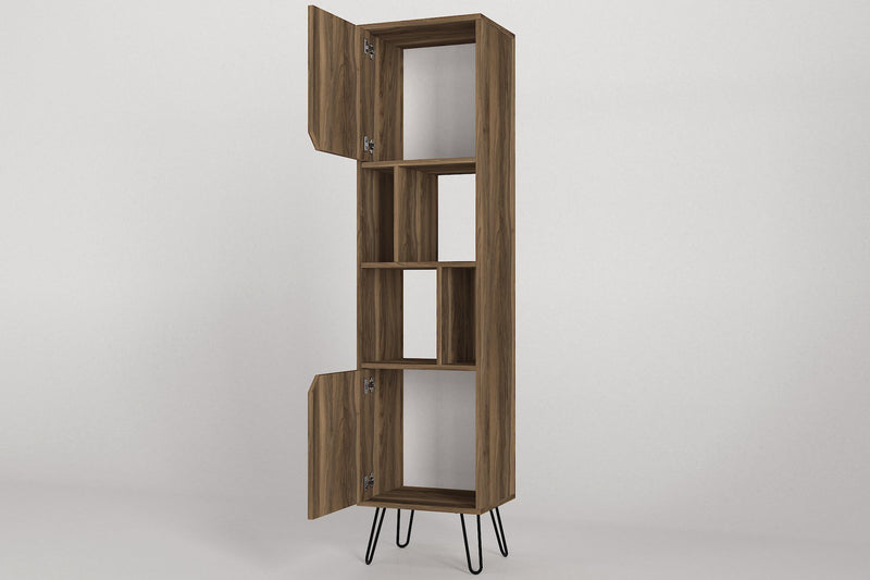 Mobile libreria con ante e ripiani colore noce cm 45x35x184h