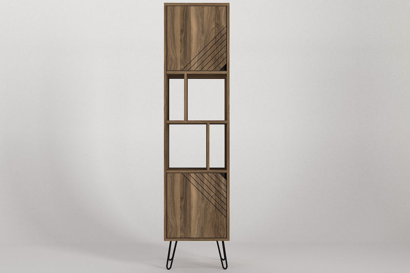 Mobile libreria con ante e ripiani colore noce cm 45x35x184h