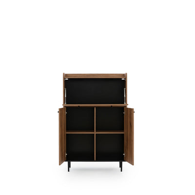 Credenza alta living 3 ante colore rovere scuro gambe in metallo cm 90x40x140h