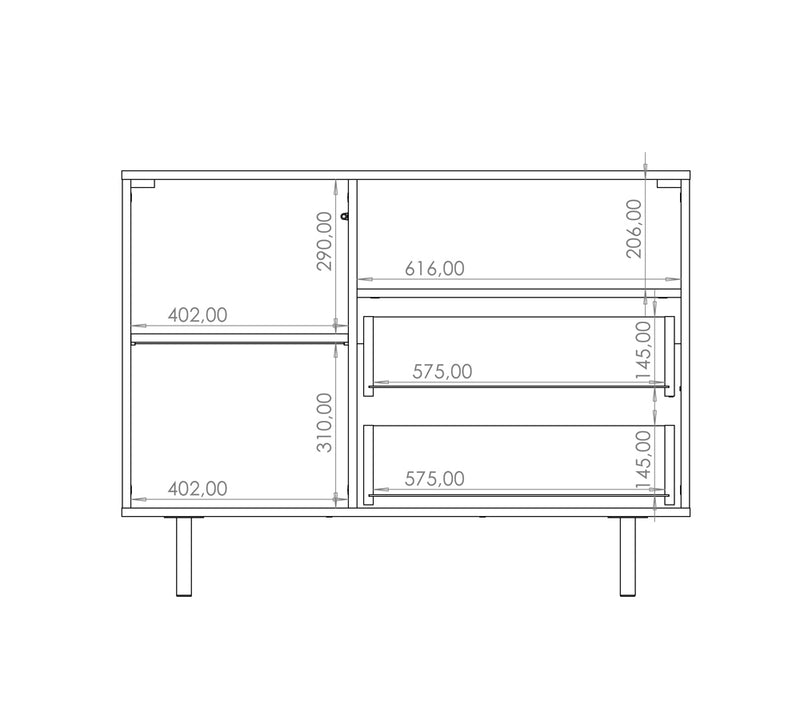 Mobiletto soggiorno colore nero e oro con anta cassetti e vano cm 100x41x80h