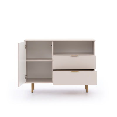 Mobile living con anta cassetti e vano colore cashmere gambe dorate cm 100x41x80h