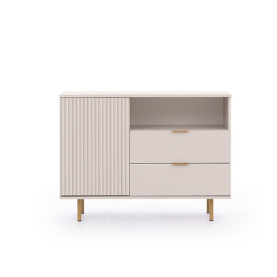 Mobile living con anta cassetti e vano colore cashmere gambe dorate cm 100x41x80h