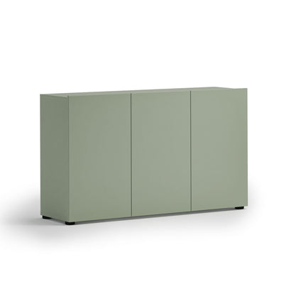 Madia moderna 3 ante in legno laccato opaco verde salvia cm 135x38x79h