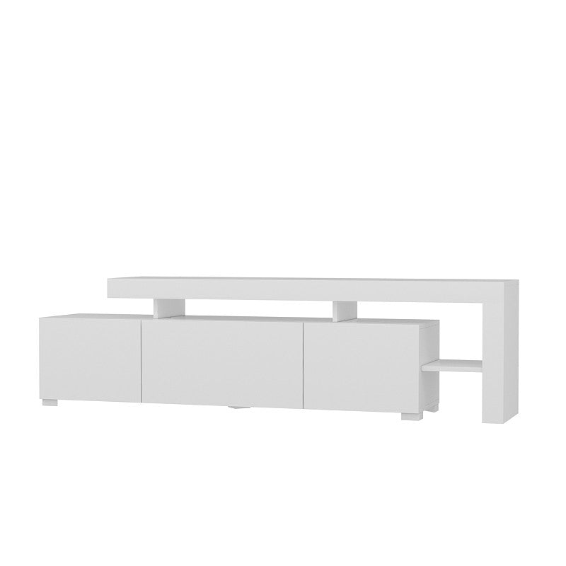 Mobile tv con LED moderno colore bianco con ripiani e ante cm 192x37x53h