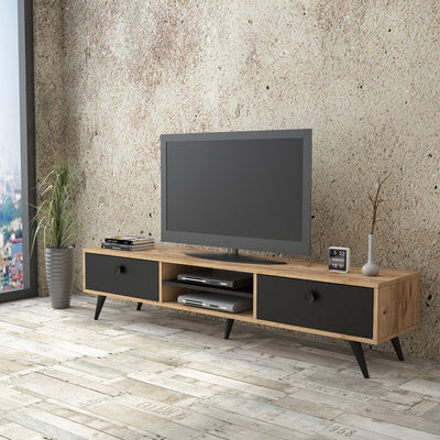 Mobile porta TV 2 cassetti in legno particolare 2 vani a giorno cm 175x40x39h