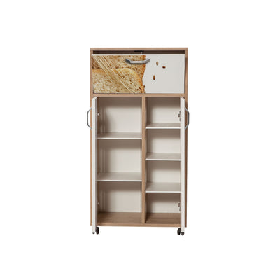 Mobiletto da cucina 3 ante con ruote in legno decorato cm 60x36x116h
