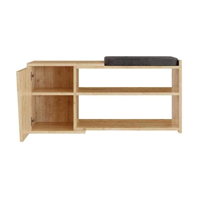 Mobiletto scarpiera da ingresso con anta e ripiani colore quercia cm 104x47x37h