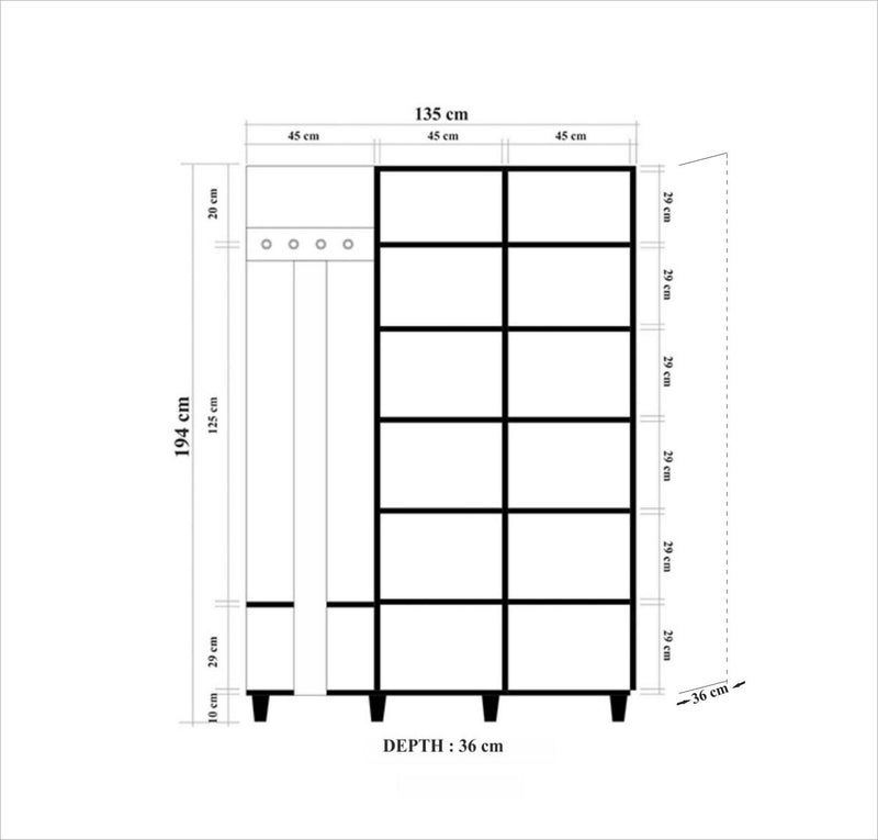 Mobile armadio per ingresso con appendiabiti in legno decorato con albero cm 135x36x194h