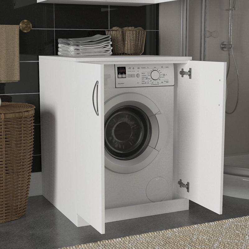 Mobile 2 ante per lavatrice in legno bianco opaco cm 70x67x90h