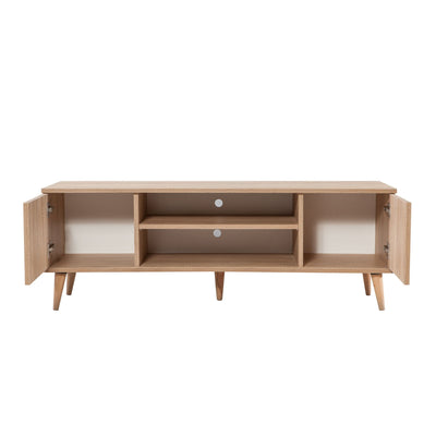 Porta tv basso vani a giorno e ante fantasia in legno colore naturale cm 140x40x50h