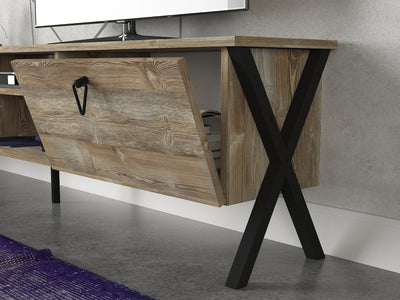 Composizione da soggiorno con porta tv e mensola in legno stile industriale