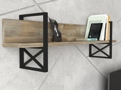 Composizione da soggiorno con porta tv e mensola in legno stile industriale