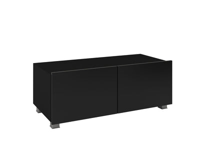 Parete design moderno colore nero con vetrinette e porta tv sospeso