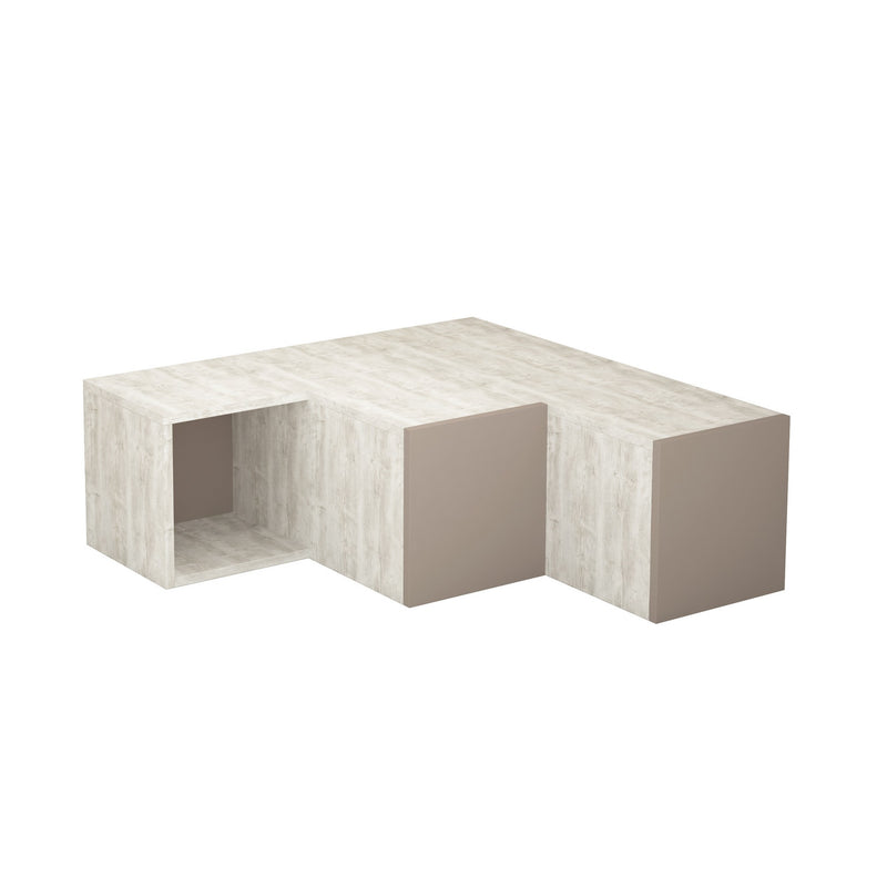Porta tv angolare basso moderno con vani e cassetti bicolore cm 90x92x32h - vari colori