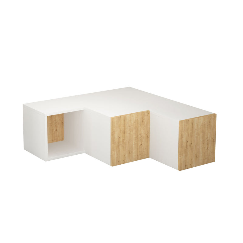 Porta tv angolare basso moderno con vani e cassetti bicolore cm 90x92x32h - vari colori