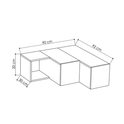 Porta tv angolare basso moderno con vani e cassetti bicolore cm 90x92x32h - vari colori