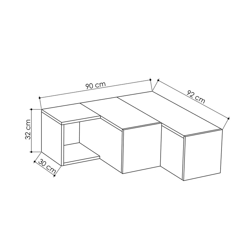 Porta tv angolare basso moderno con vani e cassetti bicolore cm 90x92x32h - vari colori