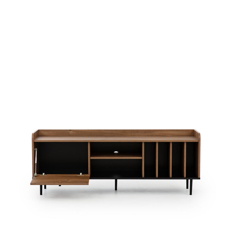 Porta tv moderno 6 vani e anta a ribalta colore rovere scuro cm 150x40x56h