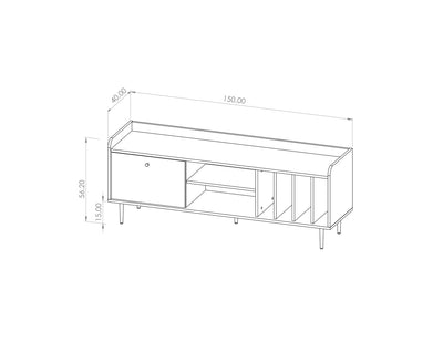 Porta tv moderno 6 vani e anta a ribalta colore rovere scuro cm 150x40x56h