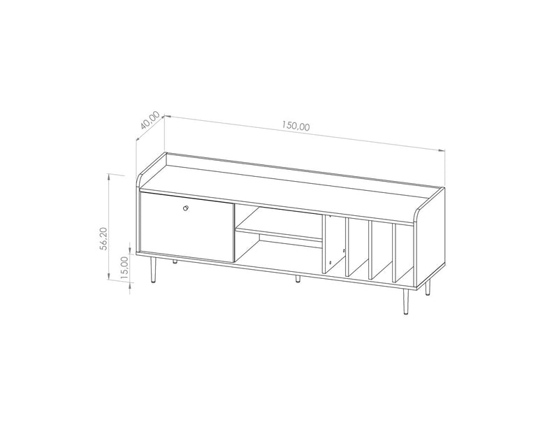 Porta tv moderno 6 vani e anta a ribalta colore rovere scuro cm 150x40x56h