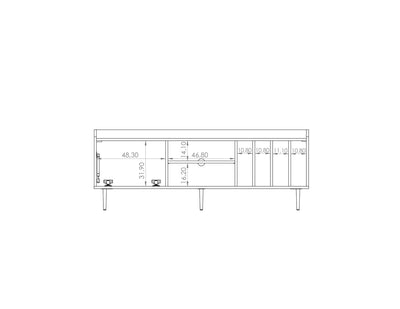 Porta tv moderno 6 vani e anta a ribalta colore rovere scuro cm 150x40x56h