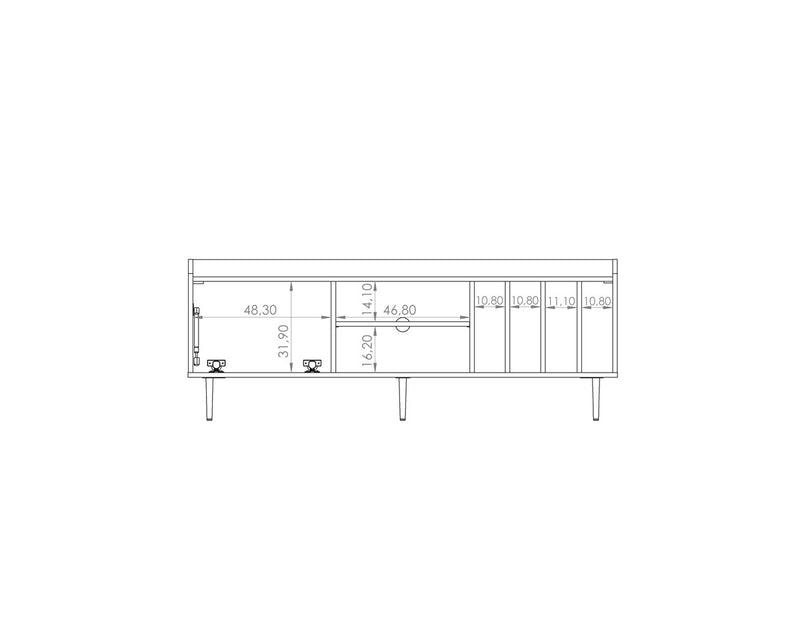 Porta tv moderno 6 vani e anta a ribalta colore rovere scuro cm 150x40x56h