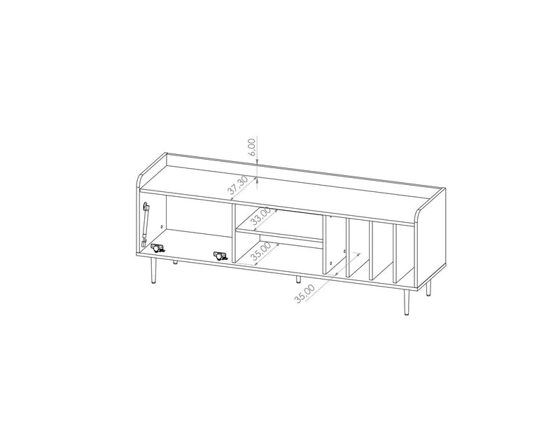 Porta tv moderno 6 vani e anta a ribalta colore rovere scuro cm 150x40x56h