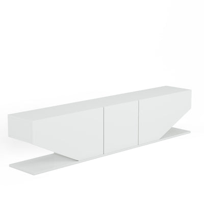 Mobile basso porta tv design geometrico 3 ante colore bianco cm 180x30x40h