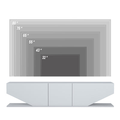 Mobile basso porta tv design geometrico 3 ante colore bianco cm 180x30x40h