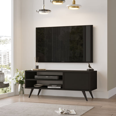 Mobile porta TV elegante in legno con anta e vani a giorno zona living cm 110x40x44h